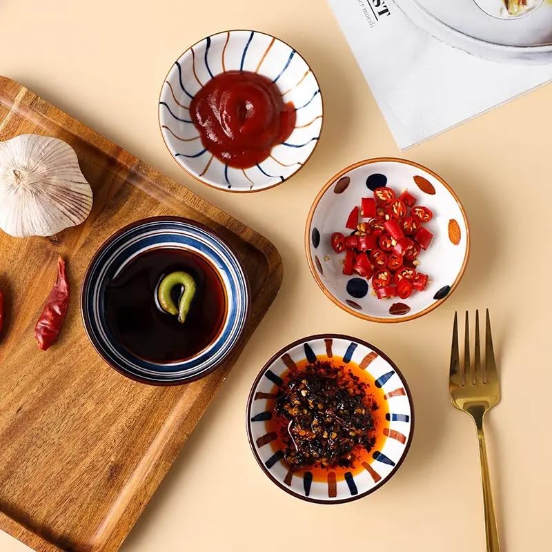 Sugalsu Ceramic PlatesDish Set Traditional Japanese Design Dinnerware Plate Set Serving Pasta Cake Salad Dessert Can Be Used in Microwave DishwasherPack of 8 - Image 5
