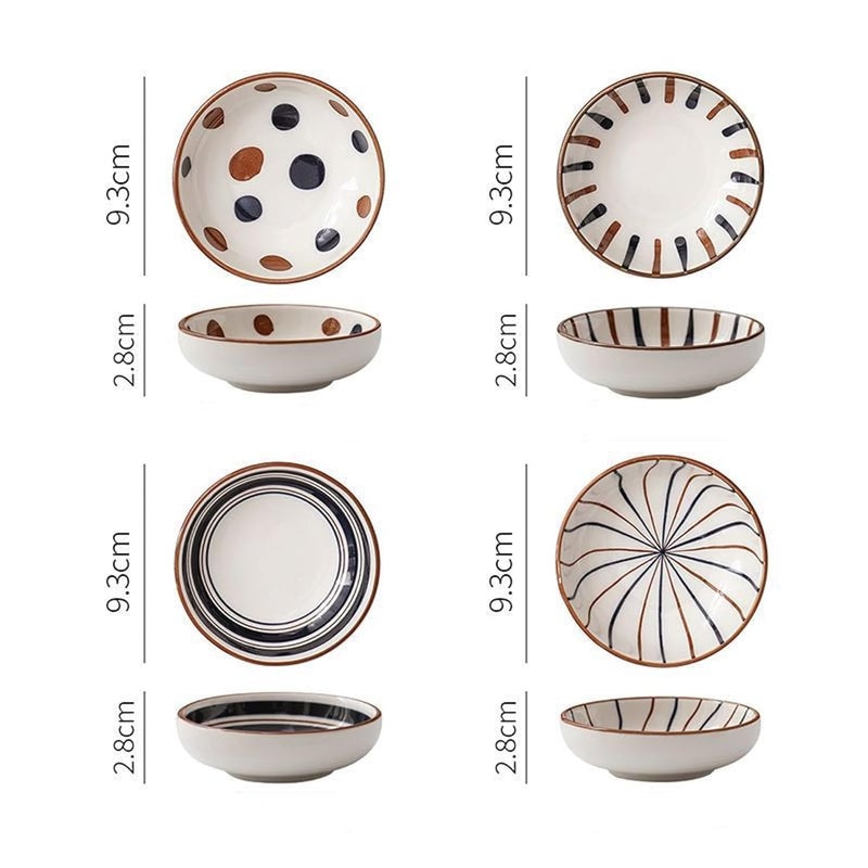 Sugalsu Ceramic PlatesDish Set Traditional Japanese Design Dinnerware Plate Set Serving Pasta Cake Salad Dessert Can Be Used in Microwave DishwasherPack of 8 - Image 2