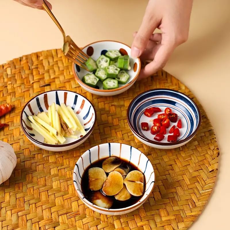 Sugalsu Ceramic PlatesDish Set Traditional Japanese Design Dinnerware Plate Set Serving Pasta Cake Salad Dessert Can Be Used in Microwave DishwasherPack of 8 - Image 3