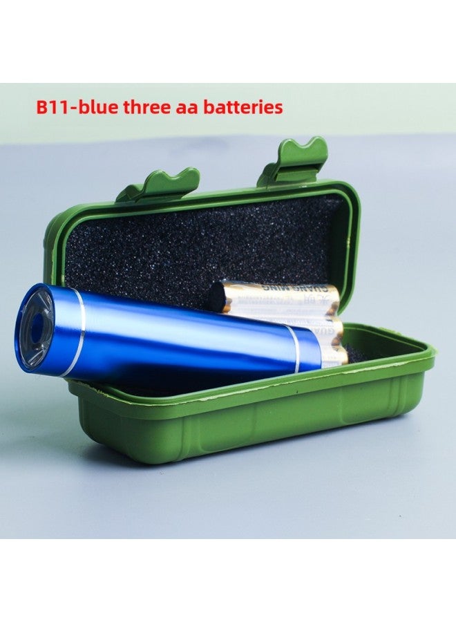 Dry Battery Flashlight Reading Student Dormitory Special Strong Light Super Bright Children's Eye Protection Small Flashlight-Product Specifications:B11 Blue Three Aa Batteries (long Lasting)  - Image 1