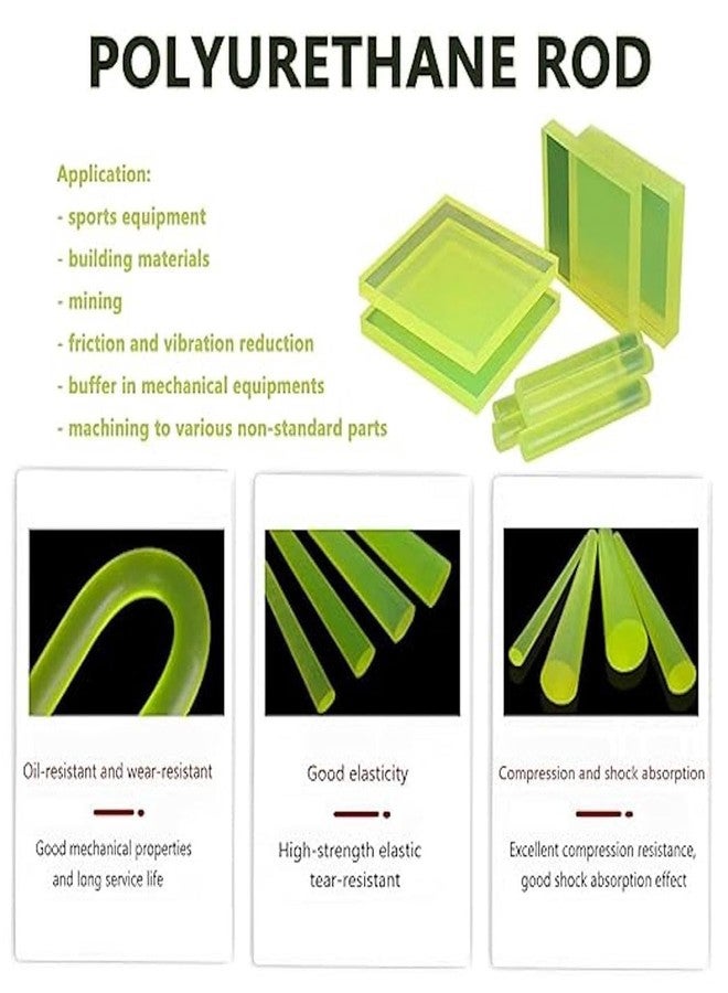 Brigst Industrial Grade Polyurethane Rubber Rod, Translucent Yellow-Green, 15-300mm Diameter x 500mm Length, Oil Resistant, High Strength PU Material for Industrial Applications - Image 5