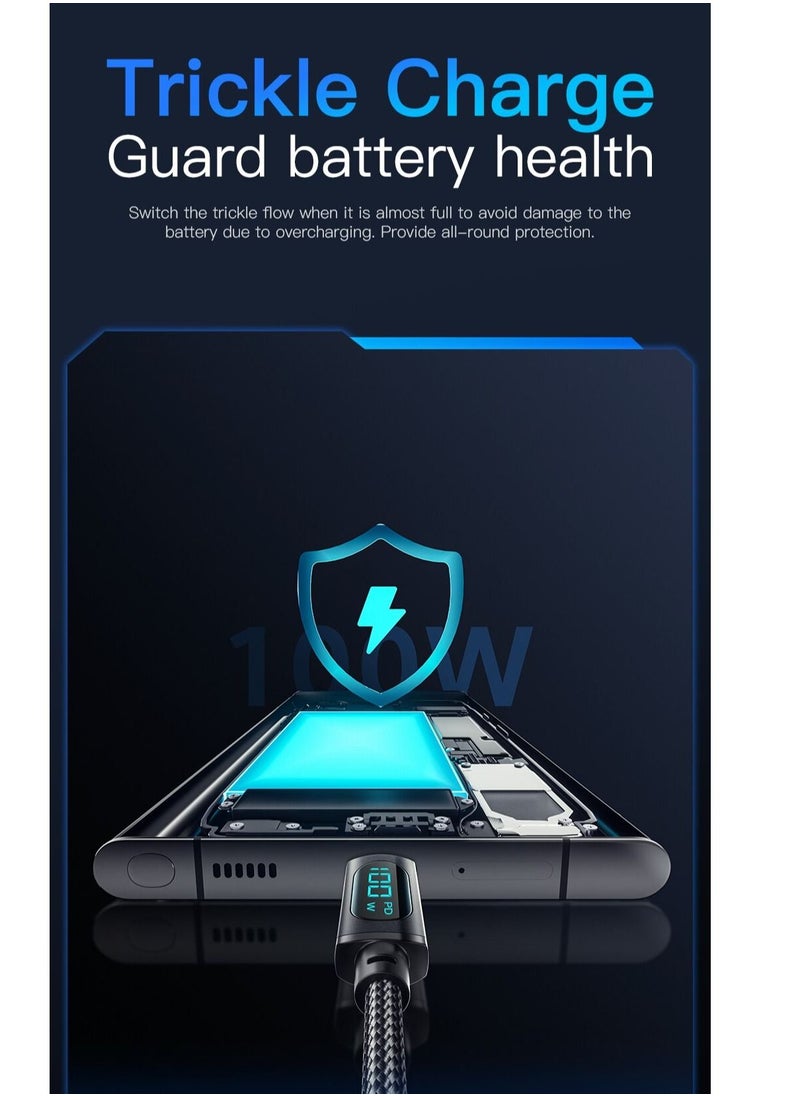 ESSAGER - Ultra-Durable High Speed Charging 100W 5A And Syncing Data Display screen USB-C to USB-C Cable - Image 1