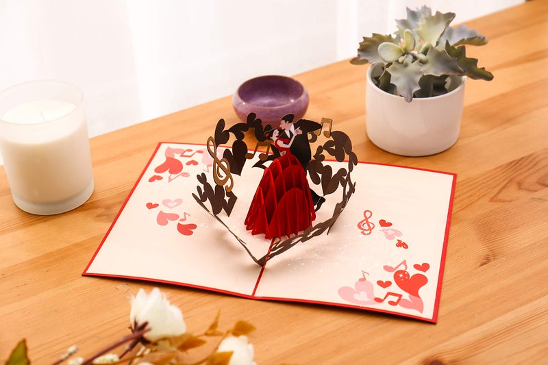 Liif Love Couple 3D Greeting Pop Up Valentines Day Card, Valentines Card, Anniversary, Engagement, Wedding, Congratulations, Thinking Of You, Thank You, Birthday Cards For Women (Dancing Couple) - Image 4