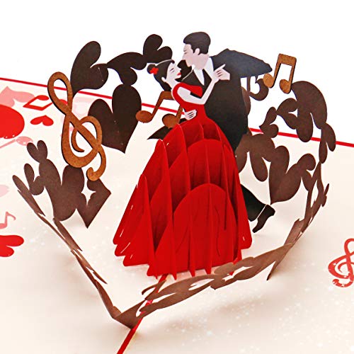 Liif Love Couple 3D Greeting Pop Up Valentines Day Card, Valentines Card, Anniversary, Engagement, Wedding, Congratulations, Thinking Of You, Thank You, Birthday Cards For Women (Dancing Couple) - Image 1