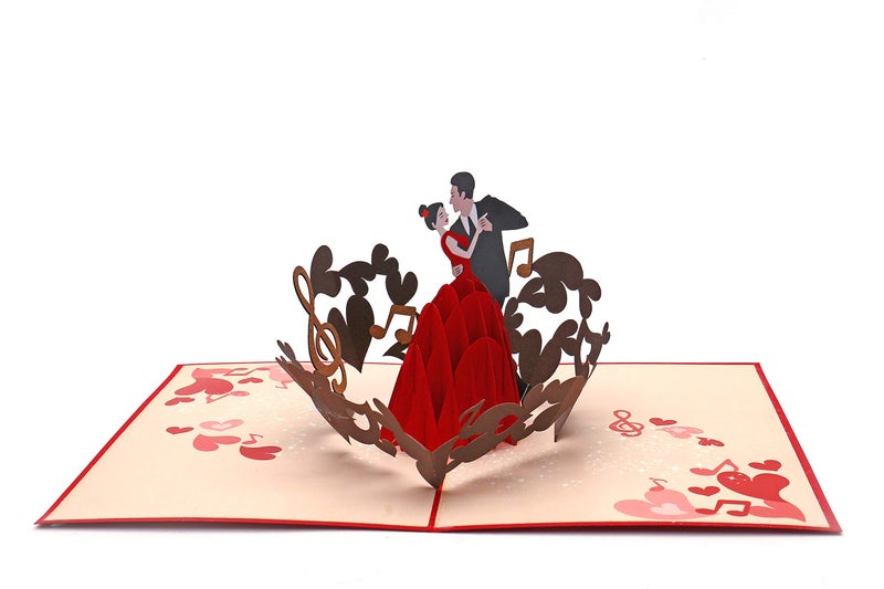 Liif Love Couple 3D Greeting Pop Up Valentines Day Card, Valentines Card, Anniversary, Engagement, Wedding, Congratulations, Thinking Of You, Thank You, Birthday Cards For Women (Dancing Couple) - Image 2