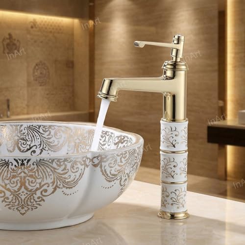 InArt Single Lever Basin Mixer Taps for Bathroom Golden - Image 4