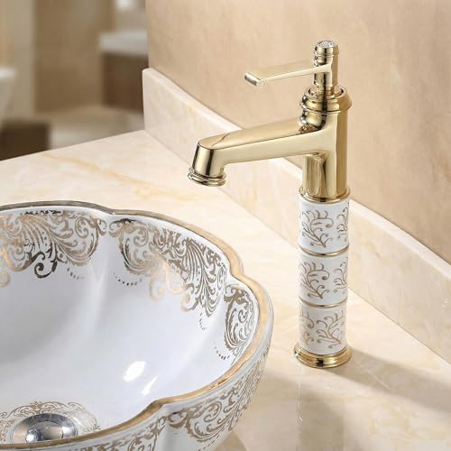 InArt Single Lever Basin Mixer Taps for Bathroom Golden - Image 1