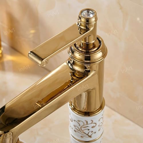 InArt Single Lever Basin Mixer Taps for Bathroom Golden - Image 5