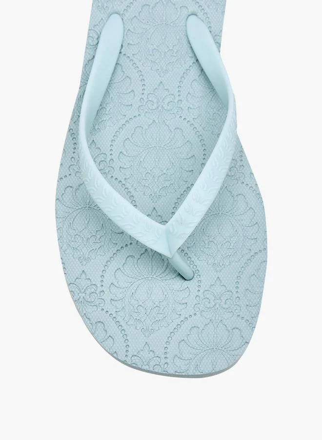 Celeste BLUE Women Floral Textured Flip Flops for Women | Best Price UAE