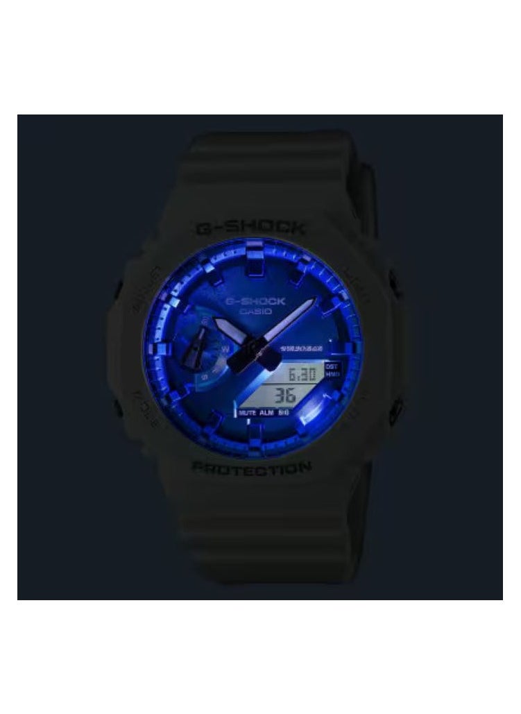 G-SHOCK G-shock GA-2100WS-7A White Watch with Metallic Blue Dial  - Image 4