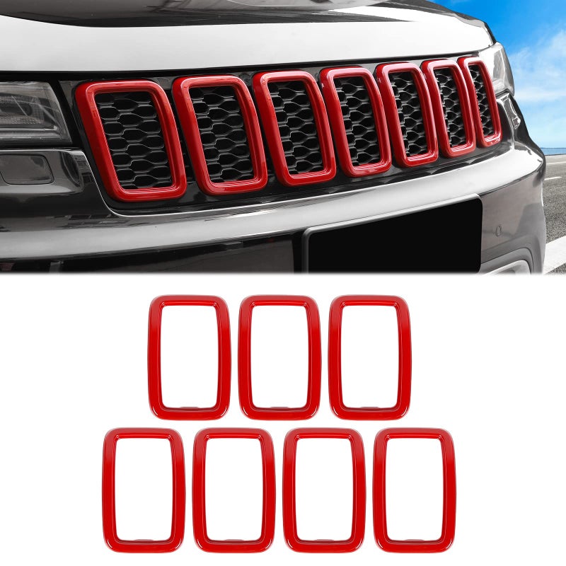 JeCar Grille Inserts ABS Grill Cover Trim Kit for 20172021 Jeep Grand Cherokee WK2 Red