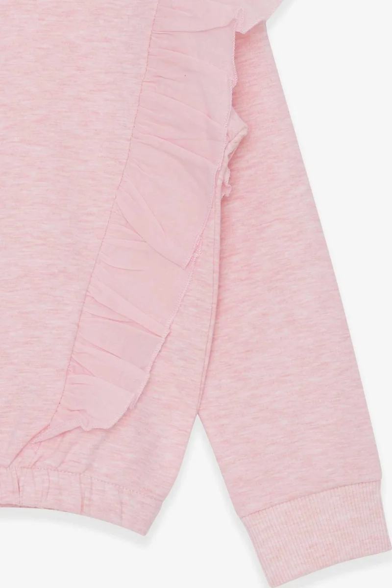 Breeze Girl's Sweatshirt with Elastic Waist, Age 4-8, Salmon Melange