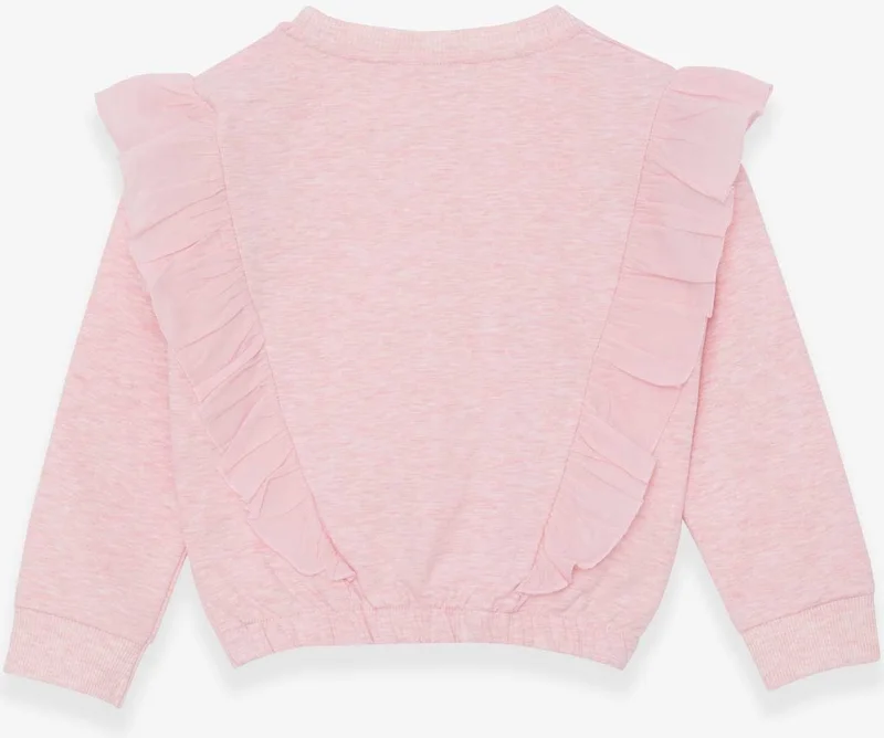 Breeze Girl's Sweatshirt with Elastic Waist, Age 4-8, Salmon Melange
