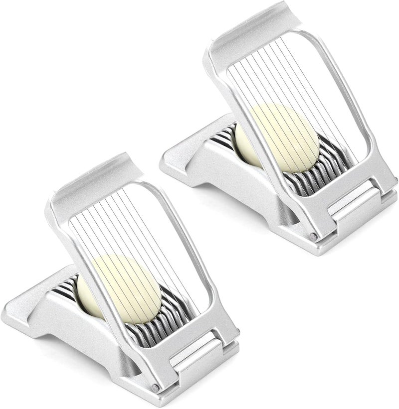 KABUDA 2 Packs Egg Slicer,Strawberry Slicers, Stainless Steel Wire Egg Slicer for Hard Boiled Eggs, Heavy Duty Aluminum Base Metal Egg Cutter for Egg Strawberry Soft Fruit & Food, Dishwasher Safe - Image 1