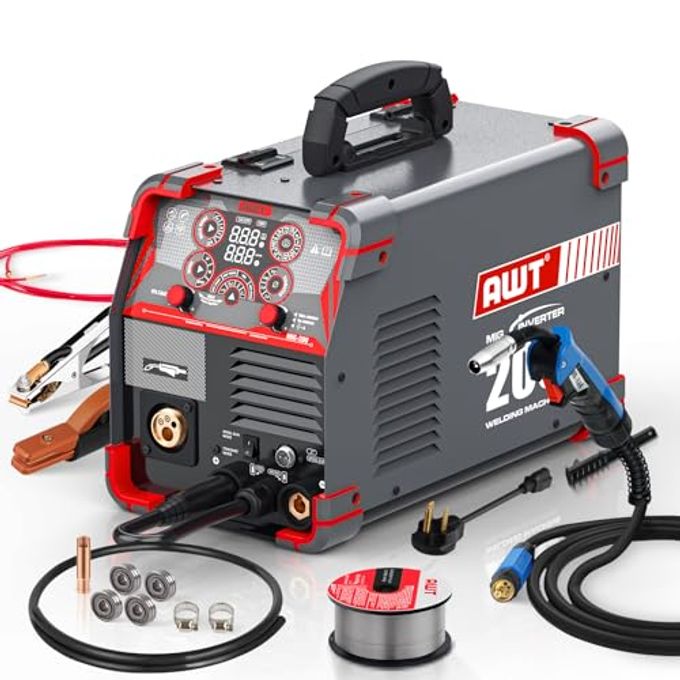 AWT Mig Welder, 200Amp 8 In 1 Gas Mig/Gasless Flux Core Mig/Stick/Lift Tig/Spot Welding/Spool Gun Aluminum Mig Welder, 110/220V Dual Voltage, Multi-Process Welding Machine With Led Digital Display - Image 1