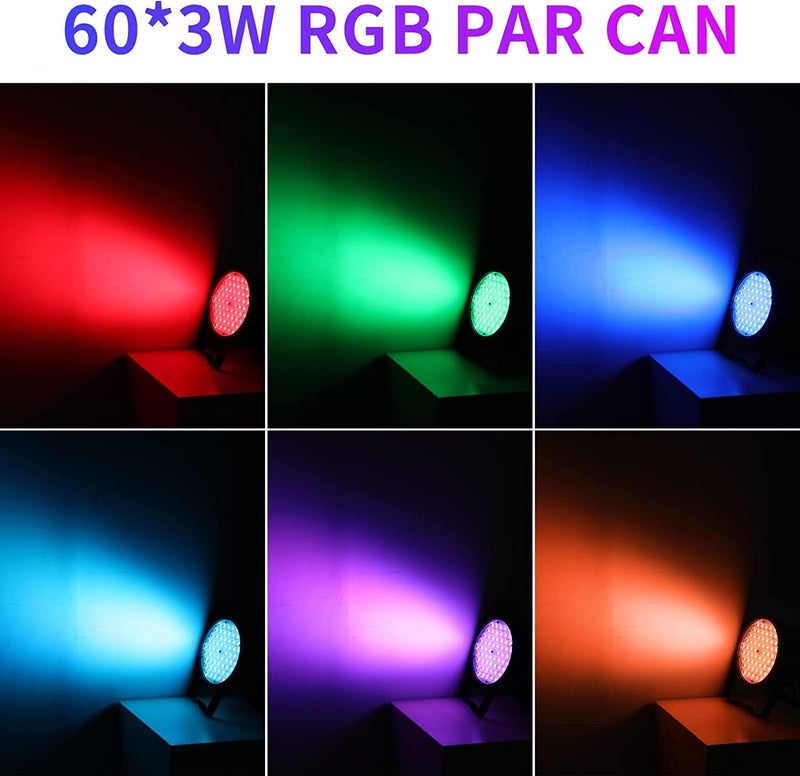 CROWNSWOOD CROWNSWOOD DJ Lights and Disco Light S60 Slim Plastic 60 LED Slim Flat LED Par Stage Lights 60 X 3W LED 8 Colors in 1 Stage Lighting DMX512 Laser Stage Light for Disco Party Dj Club Light  - Image 4