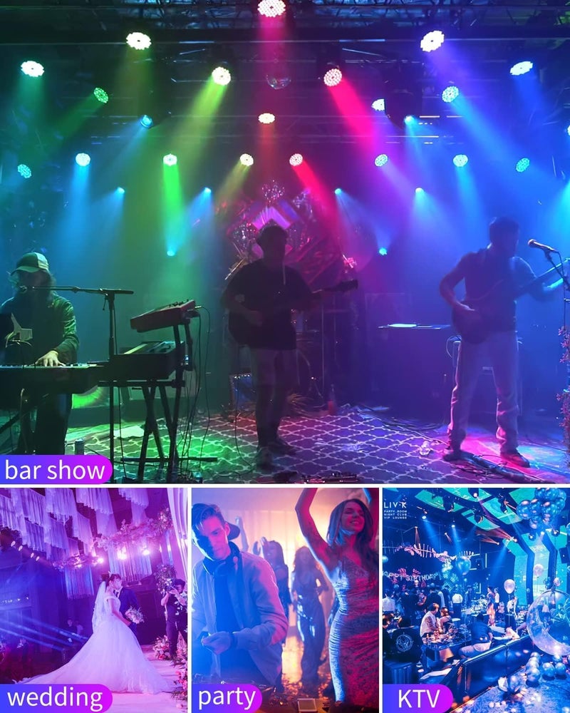CROWNSWOOD CROWNSWOOD DJ Lights and Disco Light S60 Slim Plastic 60 LED Slim Flat LED Par Stage Lights 60 X 3W LED 8 Colors in 1 Stage Lighting DMX512 Laser Stage Light for Disco Party Dj Club Light  - Image 2