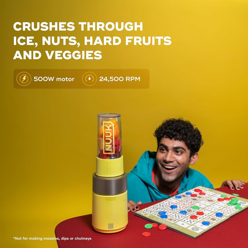 NUUK KRUSH Blender Mixer Grinder | 500W Personal Smoothie Blender with 24,500 RPM | 6-Leaf Blade | Compact Mixer Grinder for Gym, Office, Kitchen | BPA-Free 460ml Go Jar™ | Titanium Alloy Build - Image 2