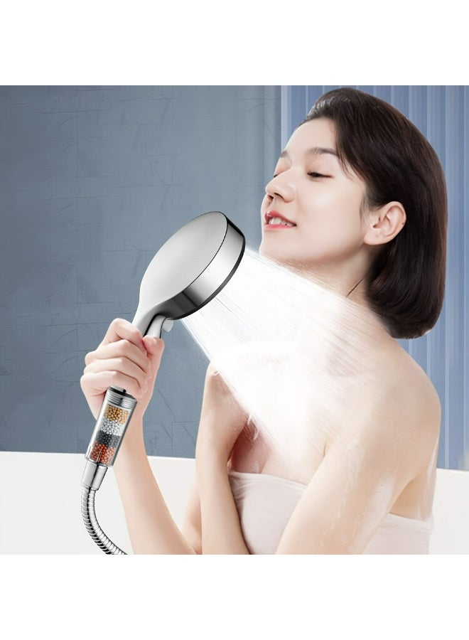 رأس دش محمول باليد عالي الضغط مزود بفلتر مع 5 أوضاع رش، خرطوم من الفولاذ المقاوم للصدأ بطول 59 بوصة وحامل، قابل للفصل لتليين المياه العسرة والاستحمام المريح - Image 5