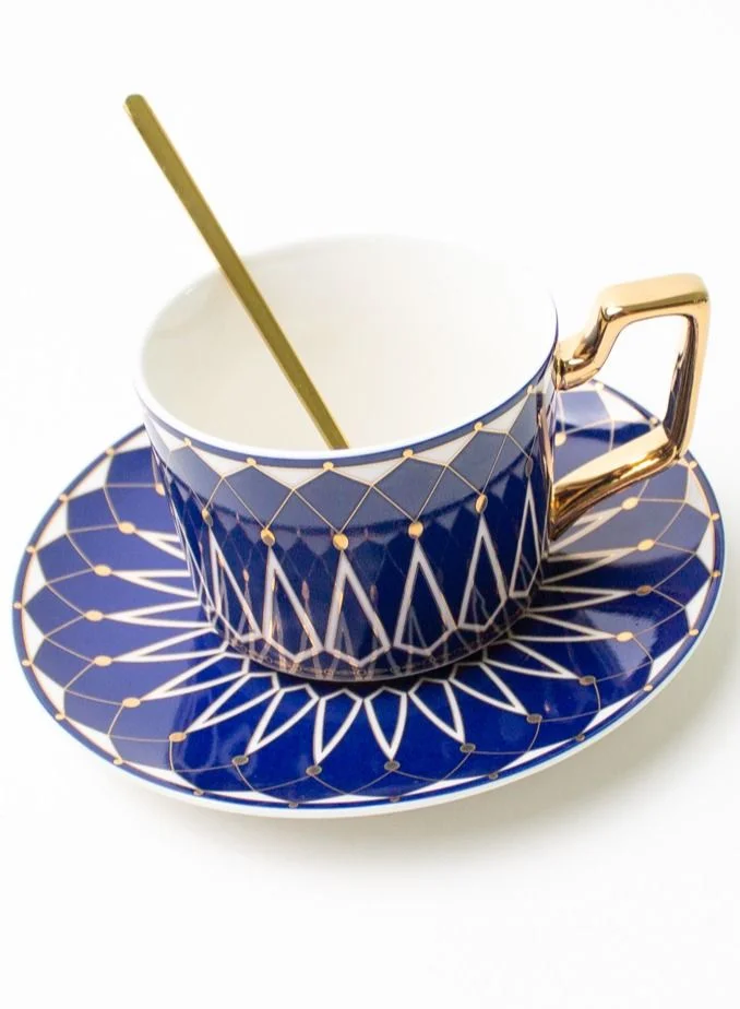 Prickly Pear Zina Porcelain Mug and Saucer Set With Spoon