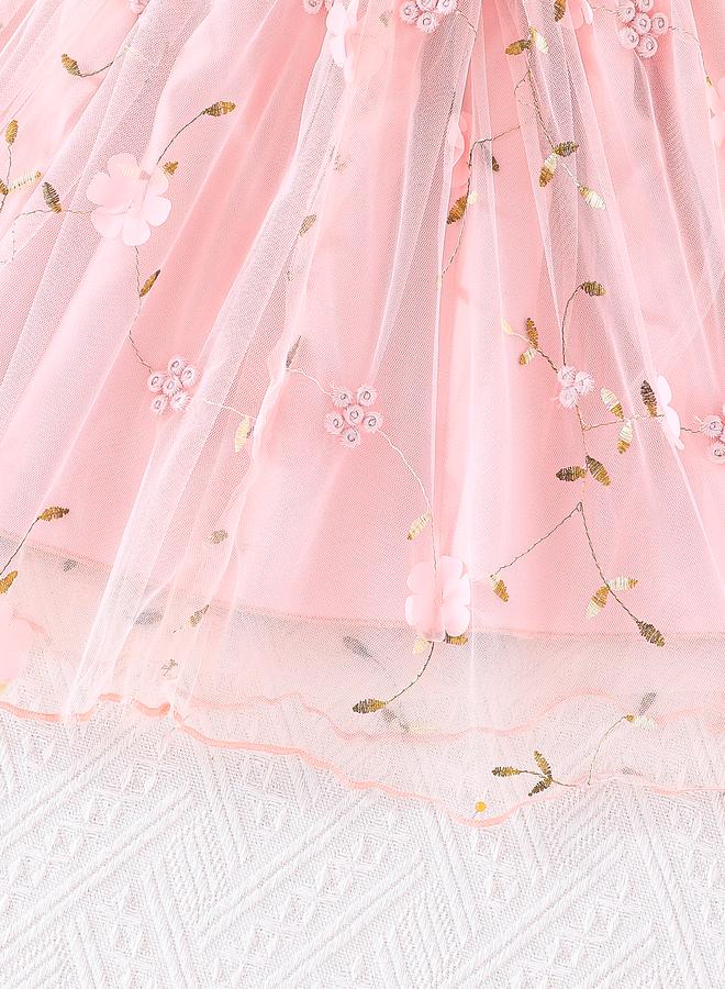 Take Two Floral Embroidery Puff Sleeve Smocked Dress - Image 5