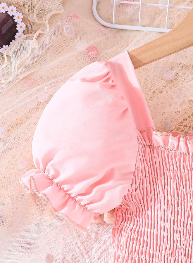 Take Two Floral Embroidery Puff Sleeve Smocked Dress - Image 4