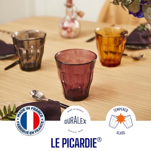 Duralex® France Picardie Plum, 250ml Set of 4, Tempered Glass Tumblers | Durable, 3X Stronger, Dishwasher/Microwave-Safe | Whiskey, Water, Juice Glasses | Ultra-Scratch Resistant - Image 3