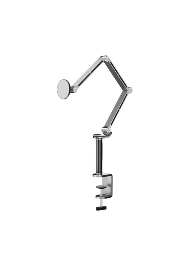 Long Arm Lazy Mobile Stand  Universal 360 Degree Rotating Flexible Tablet Pad Holder Silver - Image 1