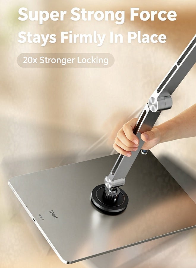 Long Arm Lazy Mobile Stand  Universal 360 Degree Rotating Flexible Tablet Pad Holder Silver - Image 3