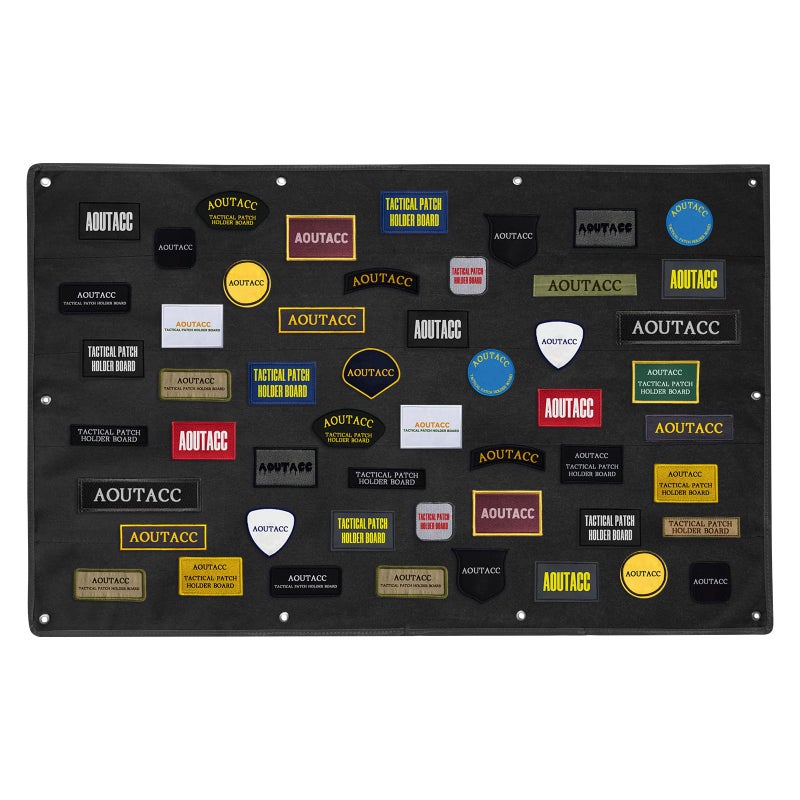 AOUTACC Tactical Patch Display Panel, 42.5 inch x 27.5 inch Hook & Loop Morale Patch Panel,Tactical Military Patch Holder Board for Military Army Uniform Hook and Loop Badges-Black