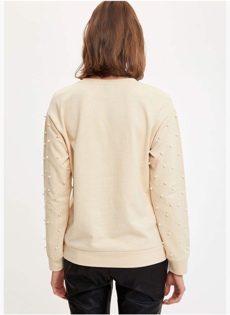 DeFacto Woman Knitted Regular Fit Crew Neck Sweat Shirt  - Image 4