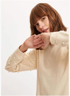 DeFacto Woman Knitted Regular Fit Crew Neck Sweat Shirt  - Image 3