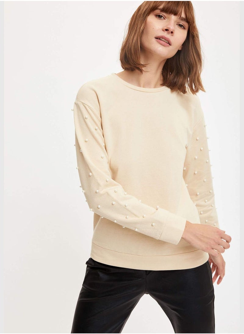 DeFacto Woman Knitted Regular Fit Crew Neck Sweat Shirt  - Image 5