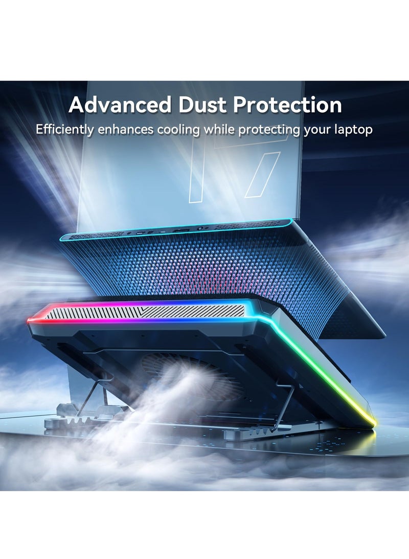 XiuWoo Gaming Laptop Cooling Pad with Powerful Turbofan, RGB Laptop Cooler Stand with 8 Height Adjustable, Laptop Fan Cooling Pad for Laptop 15-21 Inches, Infinitely Variable Speed, LCD Screen  - Image 5