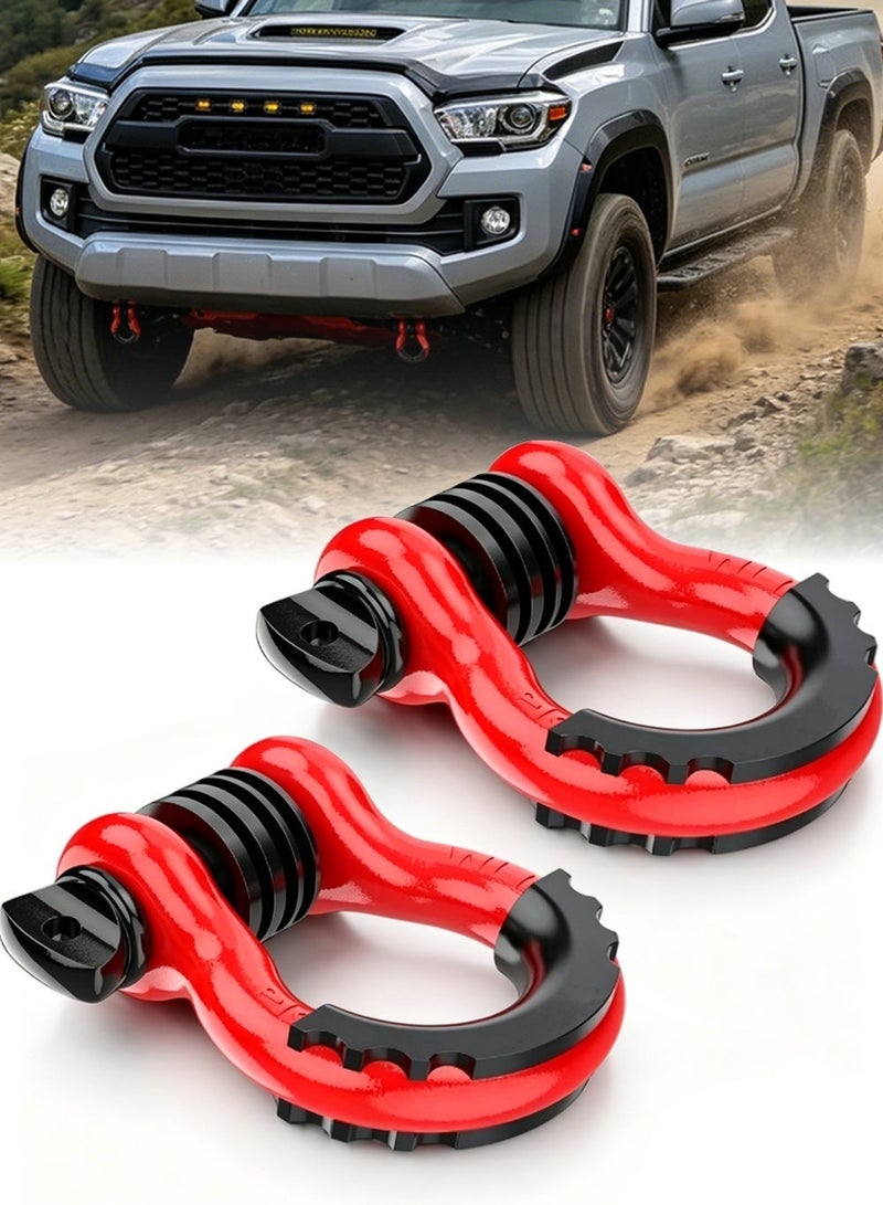 Shackles 3/4" D-Ring Shackle Heavy Duty (2 Pack)  - 57,000 lbs Break Strength Clevis Towing Hook with 7/8" Pin & Isolator Washers for Off Road Recovery, Winch, Tow Strap - Fit Jeep, Truck, SUV (Red/Black) - Image 1