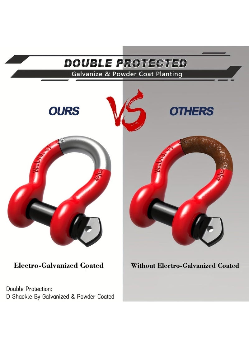 Shackles 3/4" D-Ring Shackle Heavy Duty (2 Pack)  - 57,000 lbs Break Strength Clevis Towing Hook with 7/8" Pin & Isolator Washers for Off Road Recovery, Winch, Tow Strap - Fit Jeep, Truck, SUV (Red/Black) - Image 5