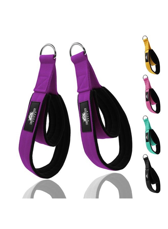 Lights Mountain 1 Pair Pilates Double Loop Straps for Reformer, Fitness D-Ring Straps Handle, Yoga Exercise Accessories for Home Gym Workout - Image 1