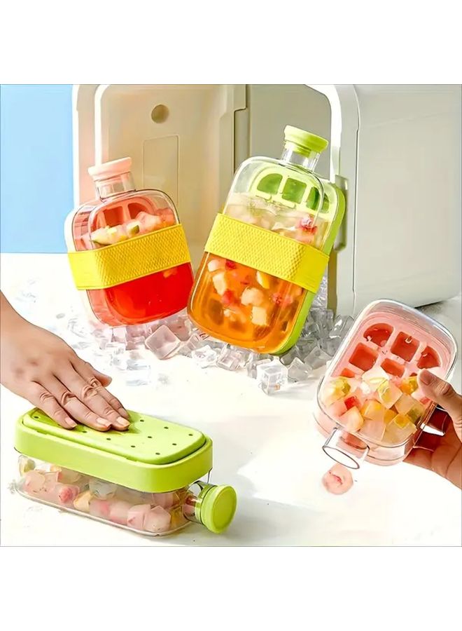 Pink Small Ice Cube Tray With Handle And Lid For Refrigerator Outdoor Travel - Image 1