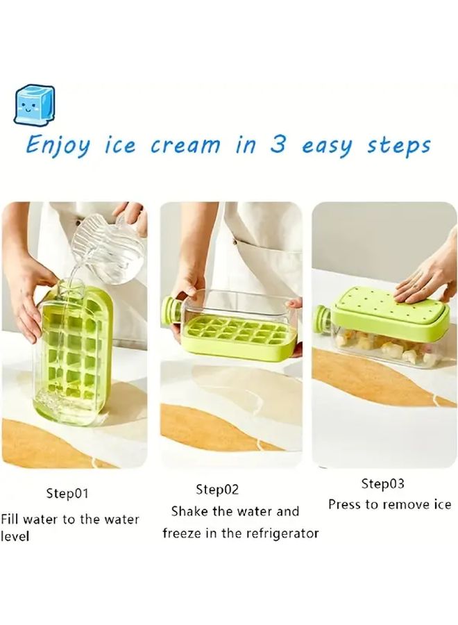 Pink Small Ice Cube Tray With Handle And Lid For Refrigerator Outdoor Travel - Image 4