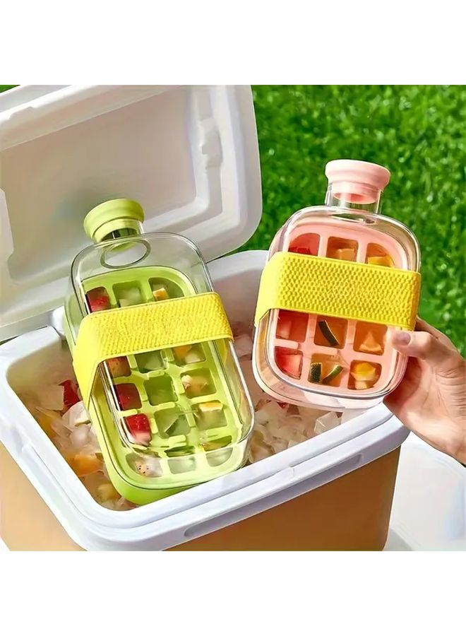 Pink Small Ice Cube Tray With Handle And Lid For Refrigerator Outdoor Travel - Image 2