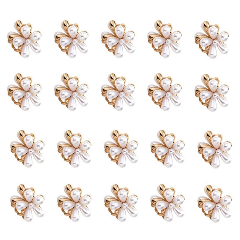 20 Pcs Small Pearl Hair Claw Clips for Women Girl Mini Pearl Flower Claw Clips Design Sweet Daisy Artificial Bangs Clips Decorative Hair Accessories