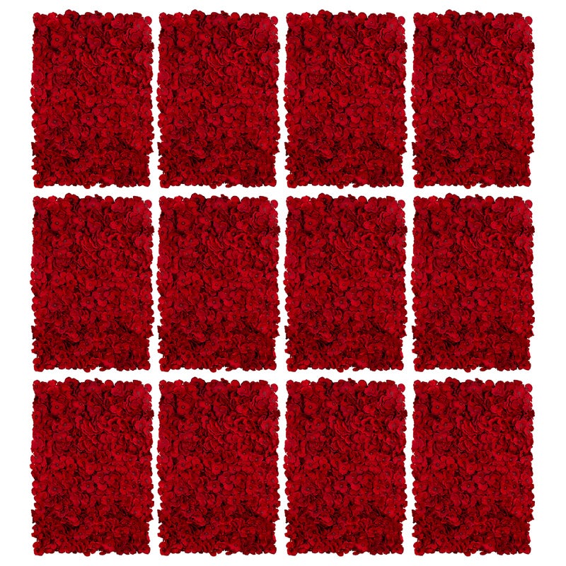 BLOSMON Flower Wall Panel Backdrop - 12 Pcs 24 x 16 Inch Red Artificial Hydrangea Floral Panels for Wedding Party Baby Bridal Shower Decor - 3D Fake Silk Flower Backdrop Decoration - Image 1