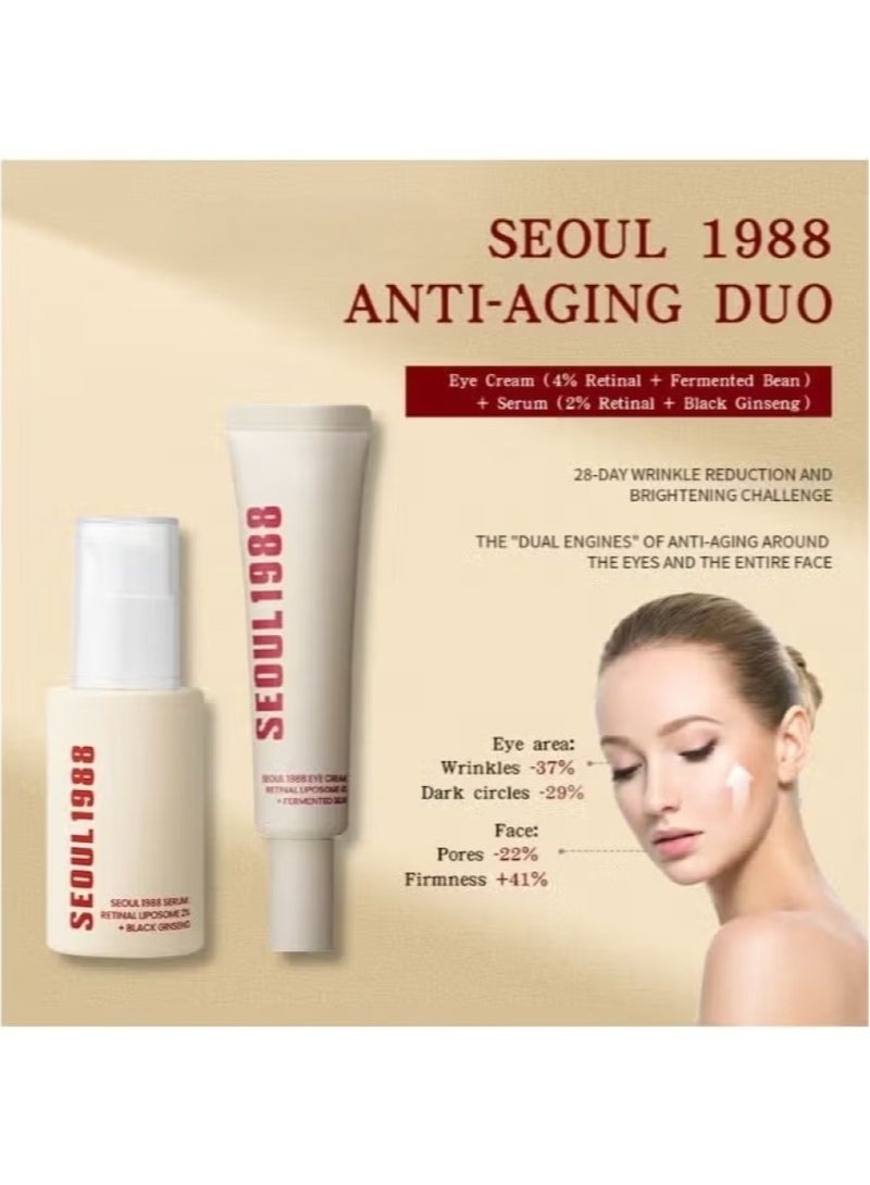 SEOUL 1988 SEOUL 1988 Anti-Aging Duo – Retinal Liposome Serum + Eye Cream, 2% Ginseng & 4% Fermented Extract, Korean Formula (30ml+30ml) - Image 2