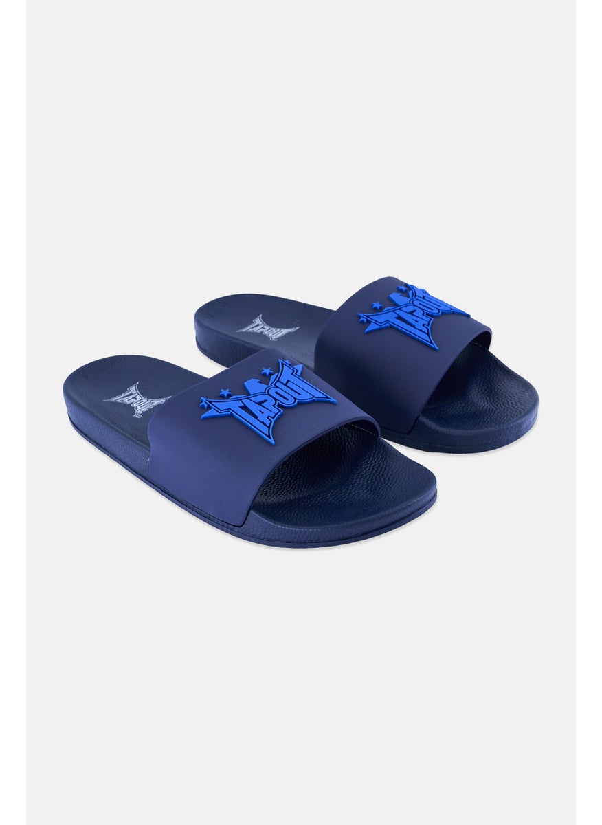 TapouT Men Brand Logo Slip On Slides, Navy Blue  - Image 1