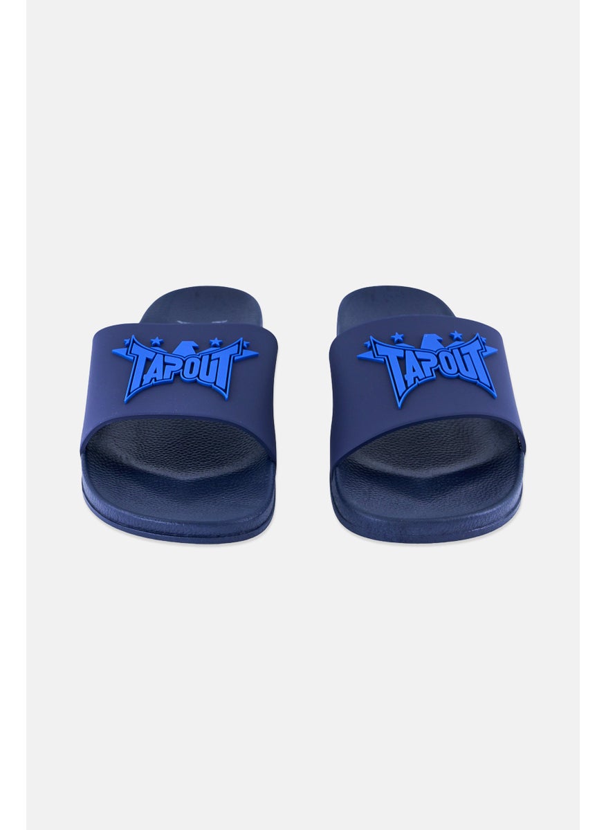 TapouT Men Brand Logo Slip On Slides, Navy Blue  - Image 4