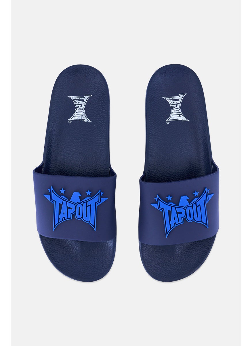 TapouT Men Brand Logo Slip On Slides, Navy Blue  - Image 2