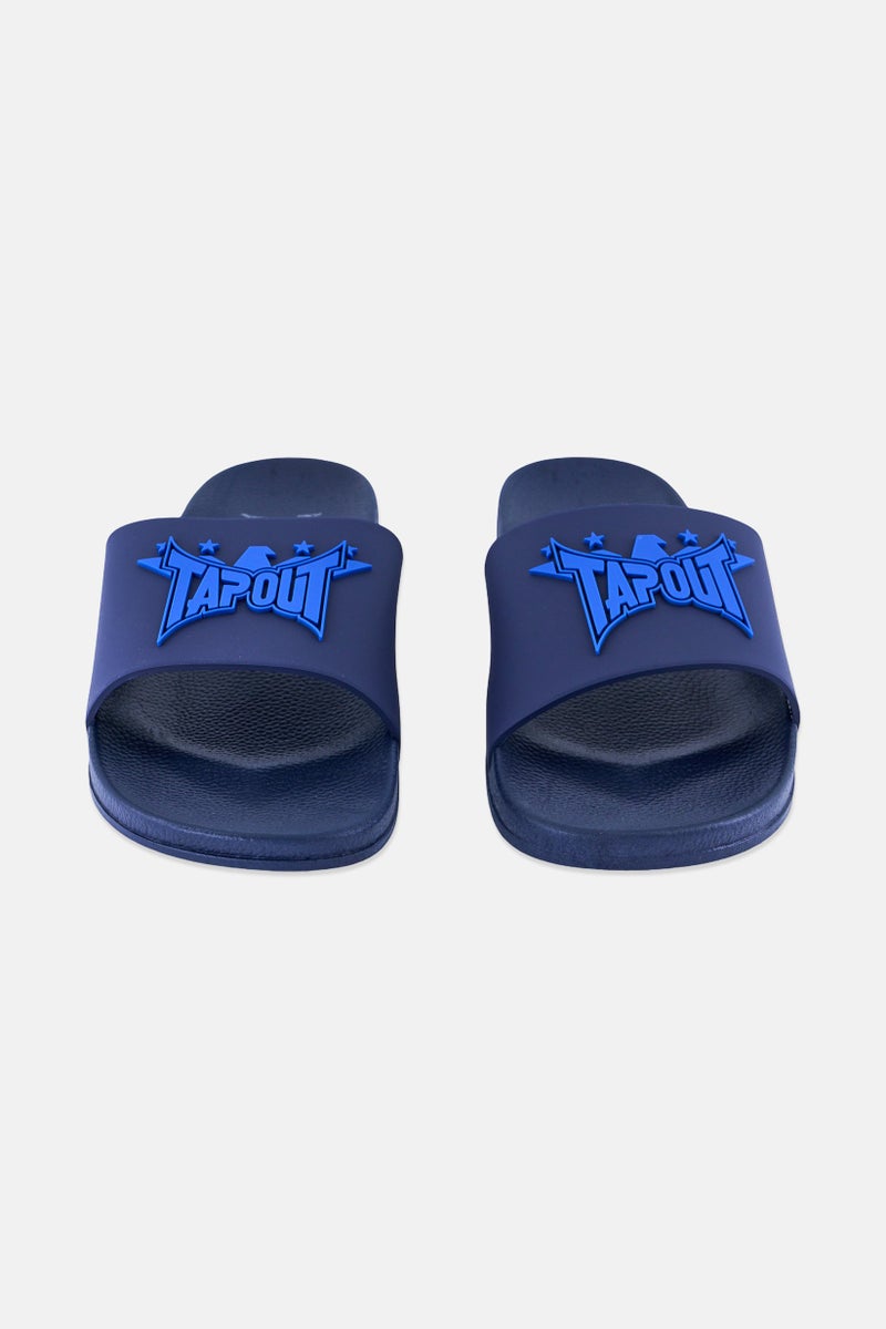 TapouT Men Brand Logo Slip On Slides, Navy Blue  - Image 4