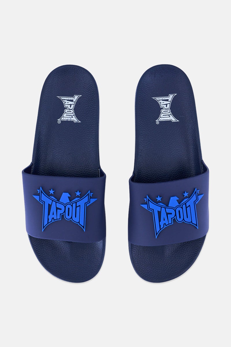 TapouT Men Brand Logo Slip On Slides, Navy Blue  - Image 2