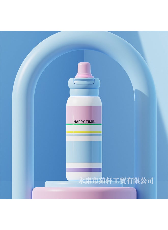Internet Celebrity Cup, Small Fresh Large-capacity Double-drink Straw Cup, Student Stainless Steel Thermos Cup, Portable Rope Water Cup