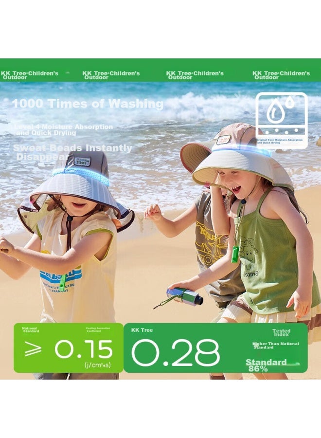 Kocotree Children's Sun Protection Hat, Uv-resistant, Kids' Cape Hat, Wide-brimmed Sunshade, Summer Outdoor Beach Hat - Image 4